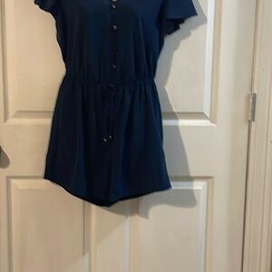 BeBop Navy Button-Up Romper